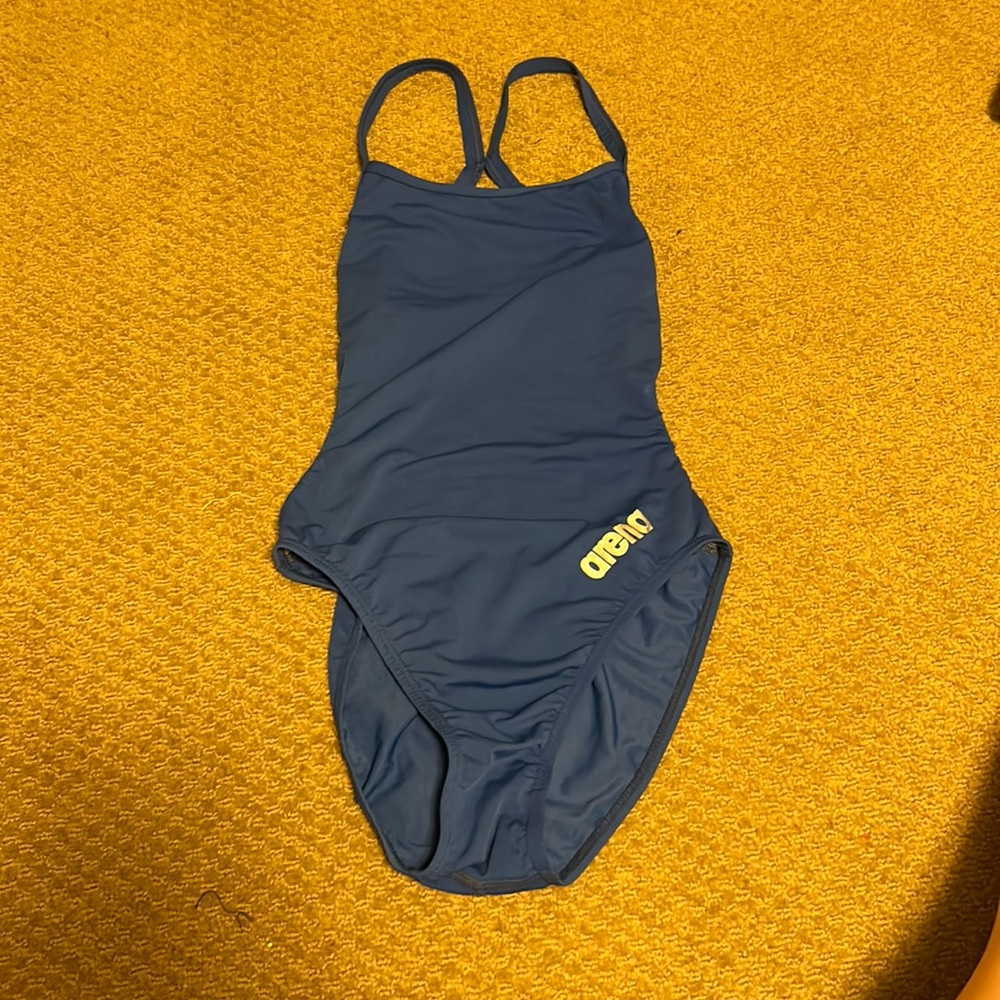 Arena blue open-back onesie swimsuit
